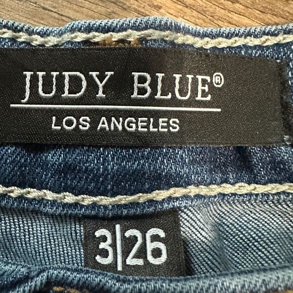 Judy Blue Straight Fit Jeans Size 3/26 High Rise Medium Wash Denim - Picture 5 of 8